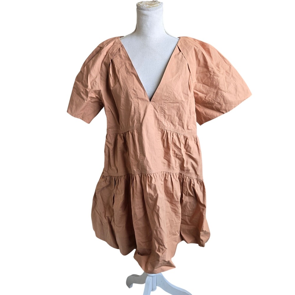 A.L.C. Size 8 Cafe Latte Camila Oversized Cotton Babydoll Dress with Pockets